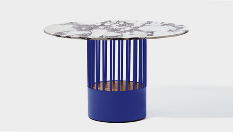 reddie-raw round 120dia x 75H *cm / Stone~Calacatta Viola / Metal~Navy Willy Cage Table - Marble