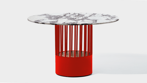 reddie-raw round 120dia x 75H *cm / Stone~Calacatta Viola / Metal~Red Willy Cage Table - Marble