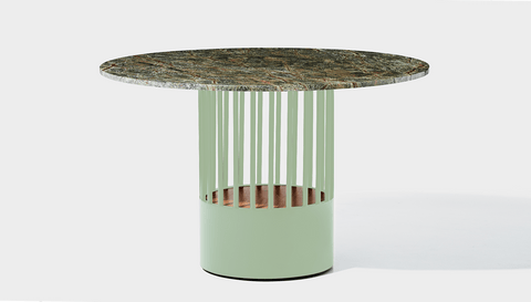 reddie-raw round 120dia x 75H *cm / Stone~Forest Green / Metal~Mint Willy Cage Table - Marble