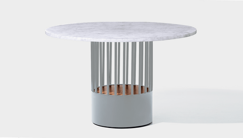 reddie-raw round 120dia x 75H *cm / Stone~White Veined Marble / Metal~Grey Willy Cage Table - Marble