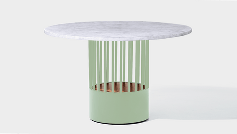 reddie-raw round 120dia x 75H *cm / Stone~White Veined Marble / Metal~Mint Willy Cage Table - Marble