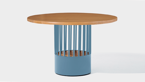 reddie-raw round 120dia x 75H *cm / Wood Teak~Natural / Metal~Blue Willy Cage Table - Wood