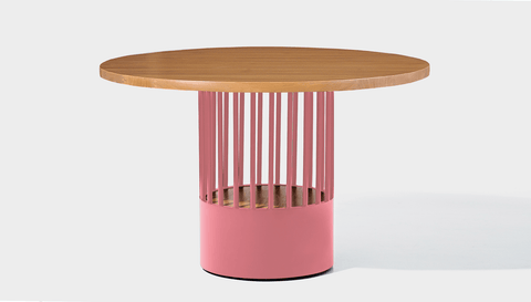 reddie-raw round 120dia x 75H *cm / Wood Teak~Natural / Metal~Pink Willy Cage Table - Wood