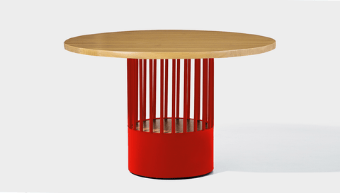 reddie-raw round 120dia x 75H *cm / Wood Teak~Oak / Metal~Red Willy Cage Table - Wood