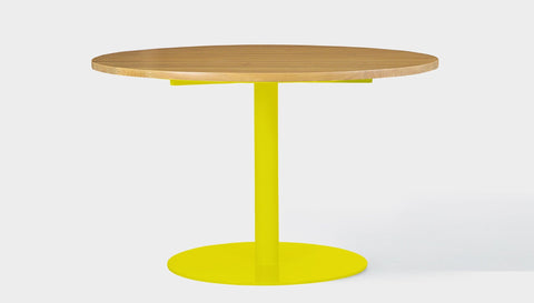 reddie-raw round 120dia x 75H *cm / Wood Teak~Oak / Metal~Yellow Bob Pedestal Table - Wood