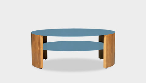reddie-raw round coffee table 90 dia x 35H (cm*) / Metal~Blue / Wood Teak~Oak Andi Coffee Table Round