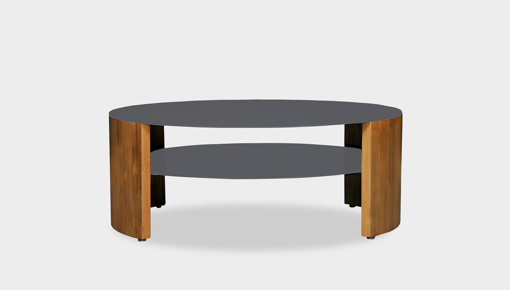 reddie-raw round coffee table 90 dia x 35H (cm*) / Metal~Grey / Wood Teak~Natural Andi Coffee Table Round