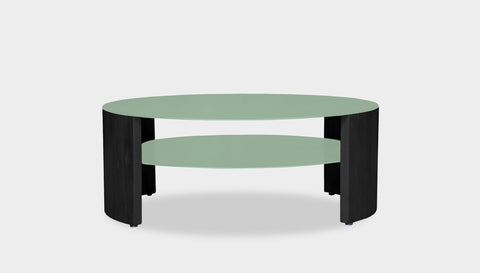 reddie-raw round coffee table 90 dia x 35H (cm*) / Metal~Mint / Wood Teak~Black Andi Coffee Table Round