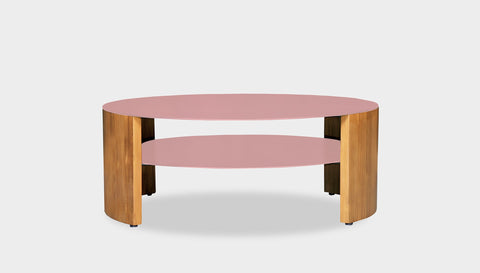reddie-raw round coffee table 90 dia x 35H (cm*) / Metal~Pink / Wood Teak~Oak Andi Coffee Table Round