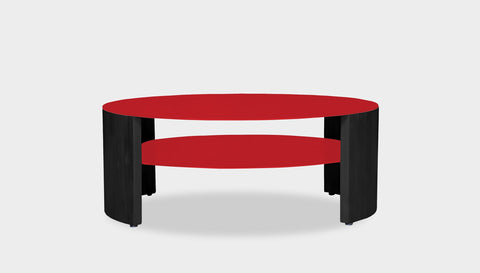 reddie-raw round coffee table 90 dia x 35H (cm*) / Metal~Red / Wood Teak~Black Andi Coffee Table Round