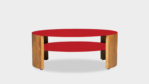 reddie-raw round coffee table 90 dia x 35H (cm*) / Metal~Red / Wood Teak~Oak Andi Coffee Table Round