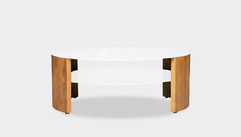 reddie-raw round coffee table 90 dia x 35H (cm*) / Metal~White / Wood Teak~Oak Andi Coffee Table Round