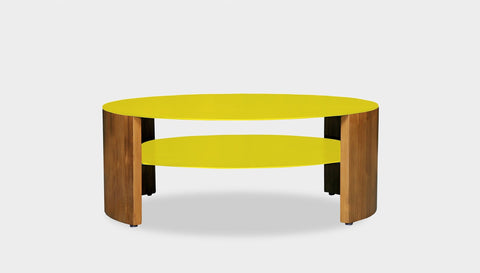 reddie-raw round coffee table 90 dia x 35H (cm*) / Metal~Yellow / Wood Teak~Natural Andi Coffee Table Round