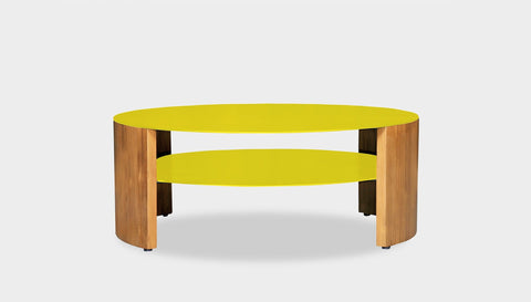 reddie-raw round coffee table 90 dia x 35H (cm*) / Metal~Yellow / Wood Teak~Oak Andi Coffee Table Round