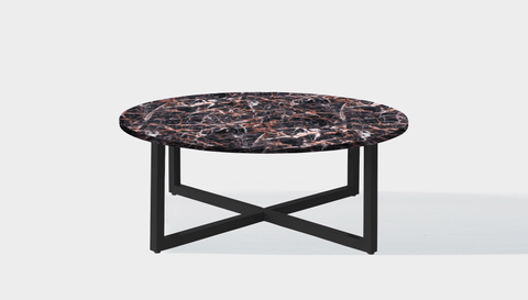 reddie-raw round coffee table 90dia x 35H *cm / Stone~Black Veined Marble / Metal~Black Suzy Coffee Table Round