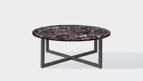 reddie-raw round coffee table 90dia x 35H *cm / Stone~Black Veined Marble / Metal~Grey Suzy Coffee Table Round
