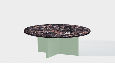 reddie-raw round coffee table 90dia x 35H *cm / Stone~Black Veined Marble / Metal~Mint Bob Coffee Table Round