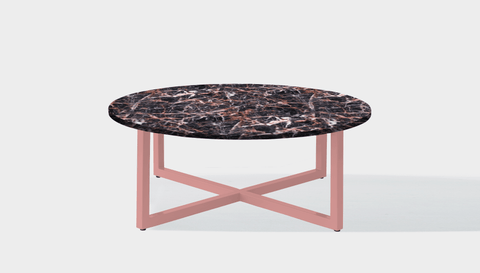 reddie-raw round coffee table 90dia x 35H *cm / Stone~Black Veined Marble / Metal~Pink Suzy Coffee Table Round