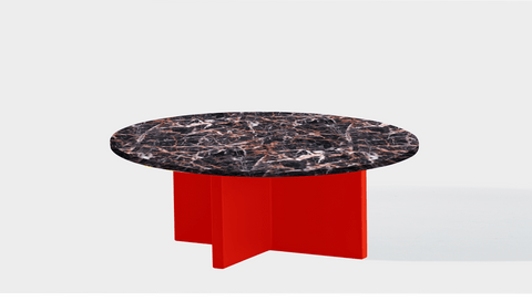 reddie-raw round coffee table 90dia x 35H *cm / Stone~Black Veined Marble / Metal~Red Bob Coffee Table Round