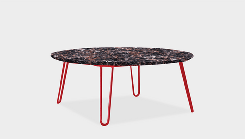 reddie-raw round coffee table 90dia x 35H *cm / Stone~Black Veined Marble / Metal~Red Willy Coffee Table Round