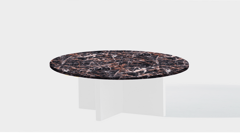 reddie-raw round coffee table 90dia x 35H *cm / Stone~Black Veined Marble / Metal~White Bob Coffee Table Round