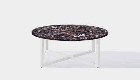 reddie-raw round coffee table 90dia x 35H *cm / Stone~Black Veined Marble / Metal~White Suzy Coffee Table Round