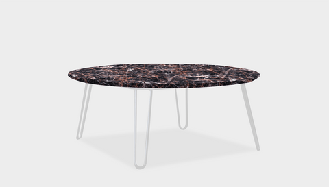 reddie-raw round coffee table 90dia x 35H *cm / Stone~Black Veined Marble / Metal~White Willy Coffee Table Round