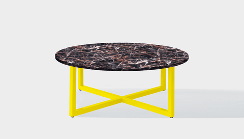 reddie-raw round coffee table 90dia x 35H *cm / Stone~Black Veined Marble / Metal~Yellow Suzy Coffee Table Round