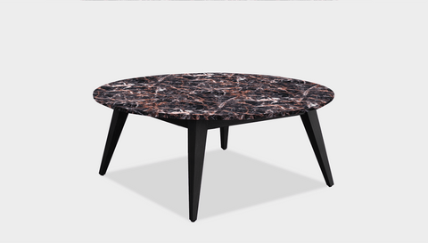reddie-raw round coffee table 90dia x 35H *cm / Stone~Black Veined Marble / Wood Teak~Black Vinny Coffee Table Round