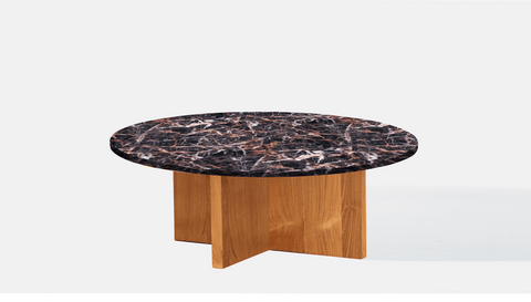 reddie-raw round coffee table 90dia x 35H *cm / Stone~Black Veined Marble / Wood Teak~Natural Bob Coffee Table Round