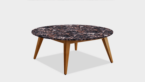 reddie-raw round coffee table 90dia x 35H *cm / Stone~Black Veined Marble / Wood Teak~Natural Vinny Coffee Table Round