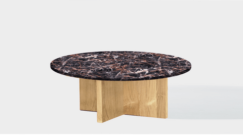 reddie-raw round coffee table 90dia x 35H *cm / Stone~Black Veined Marble / Wood Teak~Oak Bob Coffee Table Round