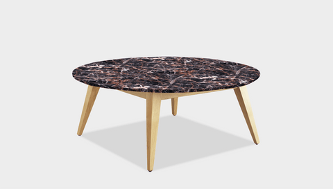 reddie-raw round coffee table 90dia x 35H *cm / Stone~Black Veined Marble / Wood Teak~Oak Vinny Coffee Table Round