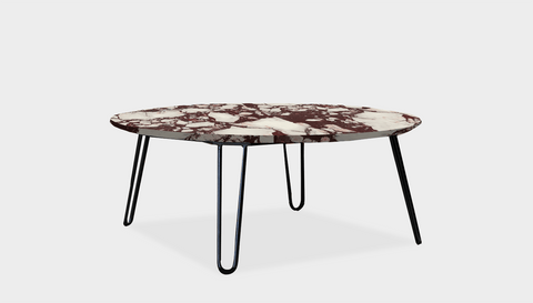 reddie-raw round coffee table 90dia x 35H *cm / Stone~Calacatta Viola / Metal~Black Willy Coffee Table Round