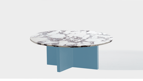 reddie-raw round coffee table 90dia x 35H *cm / Stone~Calacatta Viola / Metal~Blue Bob Coffee Table Round