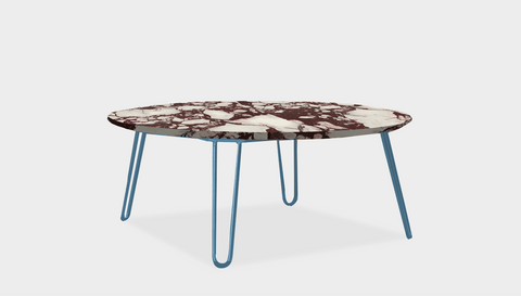 reddie-raw round coffee table 90dia x 35H *cm / Stone~Calacatta Viola / Metal~Blue Willy Coffee Table Round