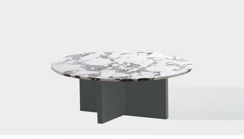 reddie-raw round coffee table 90dia x 35H *cm / Stone~Calacatta Viola / Metal~Grey Bob Coffee Table Round