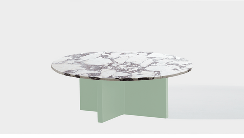reddie-raw round coffee table 90dia x 35H *cm / Stone~Calacatta Viola / Metal~Mint Bob Coffee Table Round