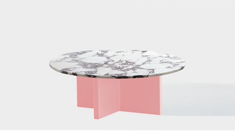 reddie-raw round coffee table 90dia x 35H *cm / Stone~Calacatta Viola / Metal~Pink Bob Coffee Table Round