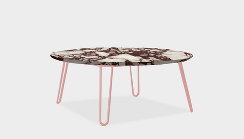 reddie-raw round coffee table 90dia x 35H *cm / Stone~Calacatta Viola / Metal~Pink Willy Coffee Table Round