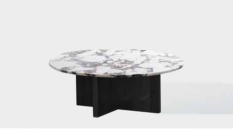 reddie-raw round coffee table 90dia x 35H *cm / Stone~Calacatta Viola / Wood Teak~Black Bob Coffee Table Round