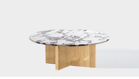 reddie-raw round coffee table 90dia x 35H *cm / Stone~Calacatta Viola / Wood Teak~Oak Bob Coffee Table Round