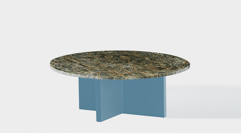 reddie-raw round coffee table 90dia x 35H *cm / Stone~Forest Green / Metal~Blue Bob Coffee Table Round