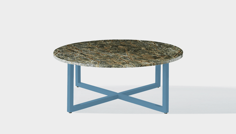 reddie-raw round coffee table 90dia x 35H *cm / Stone~Forest Green / Metal~Blue Suzy Coffee Table Round