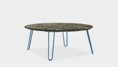 reddie-raw round coffee table 90dia x 35H *cm / Stone~Forest Green / Metal~Blue Willy Coffee Table Round
