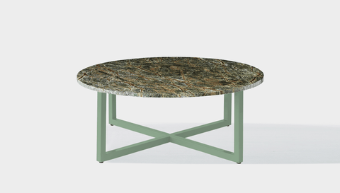 reddie-raw round coffee table 90dia x 35H *cm / Stone~Forest Green / Metal~Mint Suzy Coffee Table Round