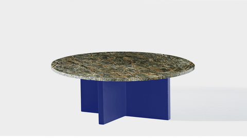reddie-raw round coffee table 90dia x 35H *cm / Stone~Forest Green / Metal~Navy Bob Coffee Table Round