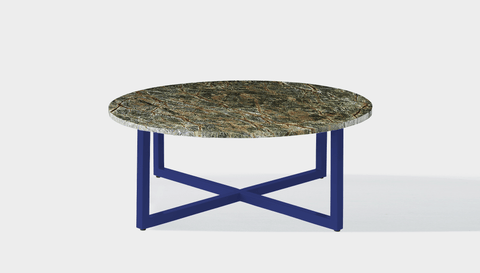 reddie-raw round coffee table 90dia x 35H *cm / Stone~Forest Green / Metal~Navy Suzy Coffee Table Round