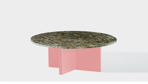 reddie-raw round coffee table 90dia x 35H *cm / Stone~Forest Green / Metal~Pink Bob Coffee Table Round