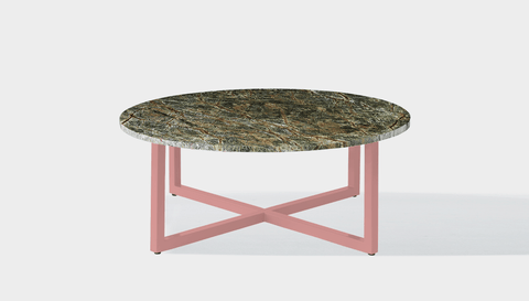 reddie-raw round coffee table 90dia x 35H *cm / Stone~Forest Green / Metal~Pink Suzy Coffee Table Round